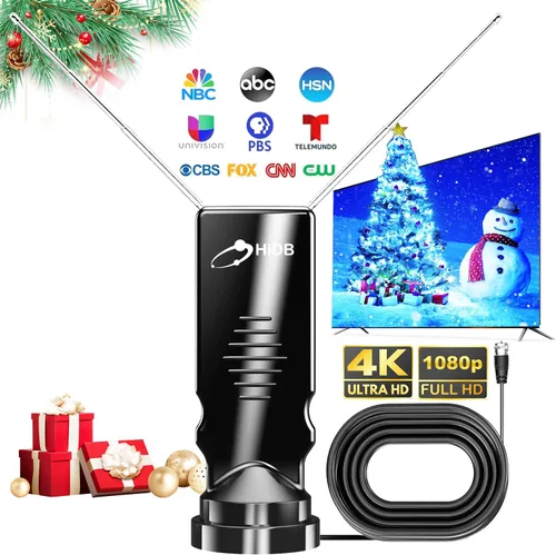 Miniatura 10 de HIDB Antena de TV – Antena de TV con orejas de conejo, antenas de TV para canales locales, Ultra HD 4K/1080p, UHF/VHF funciona con todos