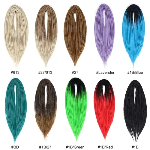 Miniatura 5 de Kraler Extensiones de Rastas Azules de Doble Extremo de 18 Pulgadas, 20 Hebras Sintéticas DE Extensiones de Rastas Hechas a Mano, Estilo de Rastas