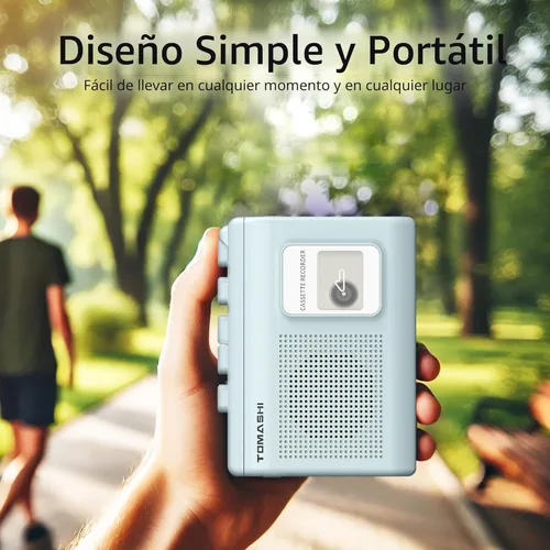 Miniatura 4 de Reproductor de Casete Portátil Walkman con Grabadora Integrada, Altavoz, Micrófono, Jack para Auriculares, 4.57 x 3.54 x 1.38 pulgadas (Azul)