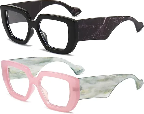 Miniatura 24 de AIEYEZO Gafas de luz azul con marco grueso para hombres y mujeres, gafas cuadradas de moda para computadora, antifatiga ocular y previenen el dolor
