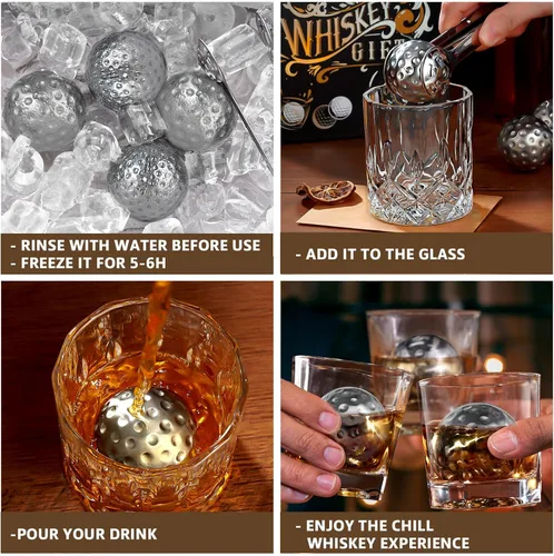 Miniatura 5 de PONPUR Regalos de golfista para hombres, Día del Padre, aniversario, regalos de cumpleaños para papá, él, marido, 4 pelotas de golf de whisky con 1