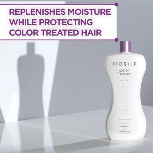 Miniatura 3 de BioSilk Champú y acondicionador de terapia de color, limpia y repone suavemente la humedad, sulfato, parabenos y libre de crueldad, 34 onzas