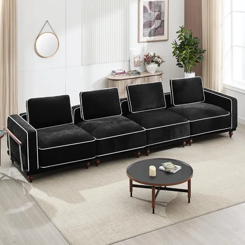 Miniatura 20 de Otomano cuadrado de 35'' para sofá seccional modular, otomanos tapizados y móviles con reposapiés para sala de estar, dormitorio, chenilla blanca