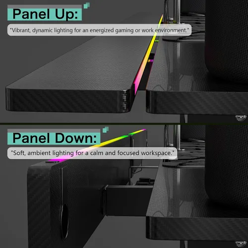 Miniatura 9 de JWX - Escritorio de pie de 4 patas con motor doble, diseño de gestión de cables abatible con luz LED acrílica