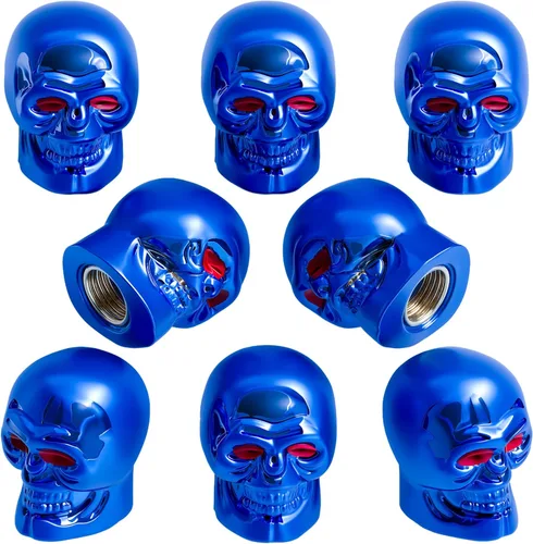 Miniatura 34 de 4 tapones de válvula de neumático estilo calavera, con anillo de goma O, cubiertas universales de vástago de válvula de neumático de núcleo de cobre