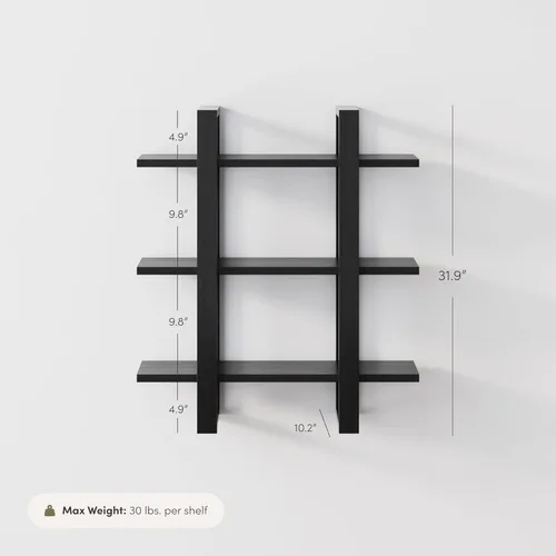 Miniatura 3 de Nathan James Benji - Estantería de pared de mediados de siglo, estante decorativo flotante de madera de 3 niveles, roble negro