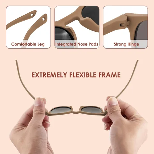 Miniatura 5 de Gafas de sol para bebé con correa polarizadas flexibles UV400 para bebés niños y niñas de 0 a 24 meses