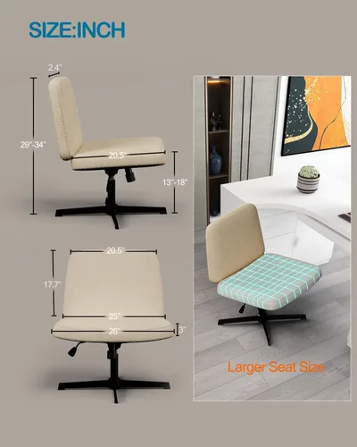 Miniatura 2 de Cómoda silla de escritorio para oficina en casa, sin brazos, silla de computadora y tocador para dormitorio, sala de estar, asiento grande normal