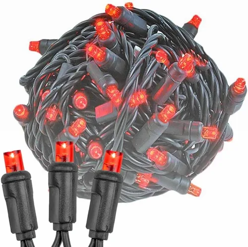 Miniatura 10 de Novelty Lights Guirnalda de luces de Navidad de 25 pies, 50 bombillas LED multicolor en cable negro, espacio de 6 pulgadas, iluminación conectable
