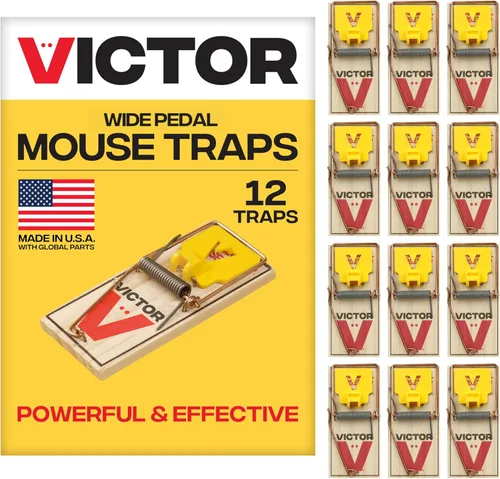 Trampas para ratones Victor M035-12, pedal de plástico, madera FSC de origen sostenible, trampas para ratones de madera, paquete de 12