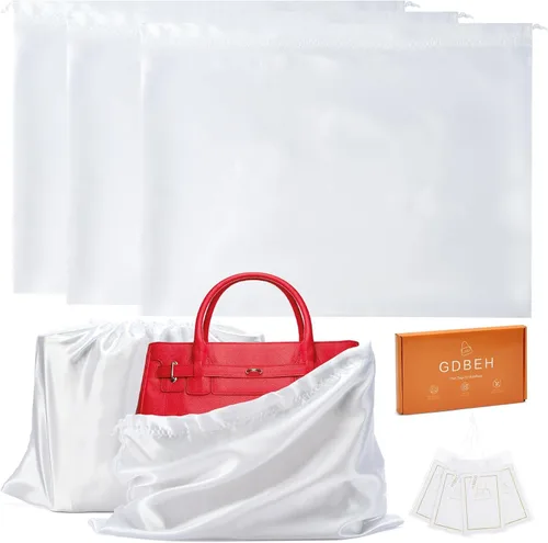 GDBEH Paquete de 3 bolsas antipolvo para bolsos y bolsos, bolsas de seda para almacenamiento de polvo, con cordón grandes para bolsos, fundas