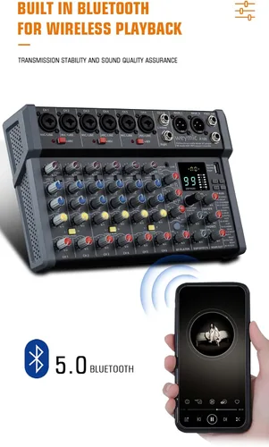 Miniatura 5 de A-Series Mezclador Profesional para Grabación de Música de DJ, Escenario, Karaoke con 99 Efectos DSP, Unidad USB para Entrada de Grabación