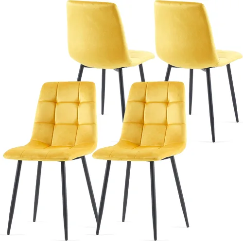Miniatura 8 de Juego de 4 sillas de comedor de terciopelo, color azul marino con patas de metal, ideales para cocina, comedor, sillas de cocina para 4