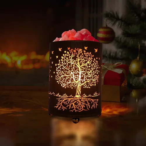 Miniatura 3 de Lámparas de sal para noche, lámpara de roca de sal del Himalaya con interruptor de atenuación, lámpara de cesta de sal del Árbol de la Vida, luz