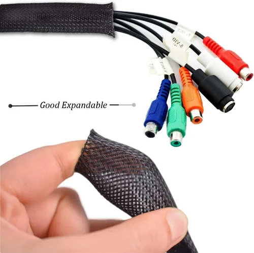 Miniatura 7 de Funda trenzada expandible de PET de 25 pies y 1.25 pulgadas, color negro, organizador de cables para envolver y proteger cables
