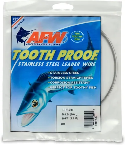 Miniatura 79 de AFW Alambre Líder Duro de Una Hebra de Acero Inoxidable a Prueba de Dientes - Brillante y Camuflaje para Tiburón, Barracuda, Caballa Real, Wahoo