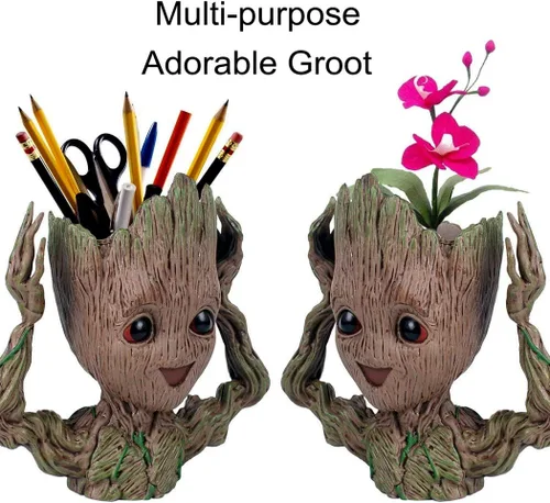 Miniatura 5 de Maceta linda de 6 pulgadas con diseño de bebé Groot sonriente, macetas con cabeza para plantas de interior o divertido porta lapices, maceta