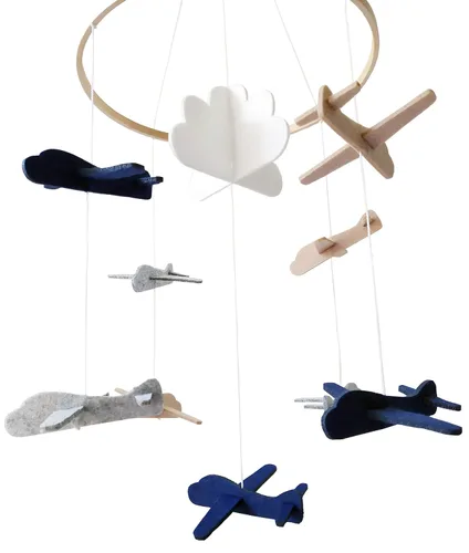 Móvil para cuna de bebé – Móvil colgante de madera para cuna, decoración de guardería para niños y niñas, regalo perfecto para ducha (aviones en las