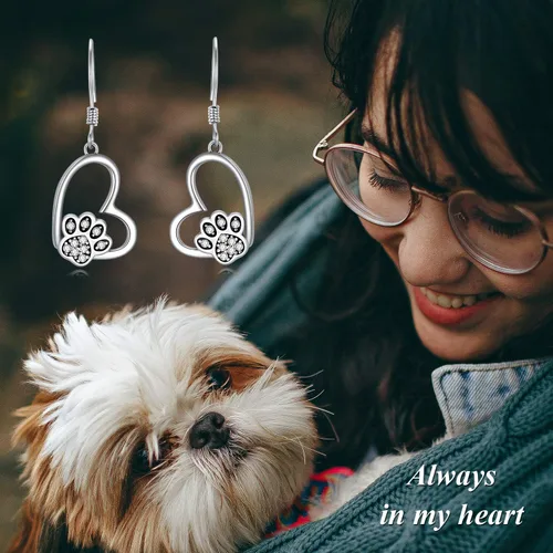 Miniatura 55 de POPKIMI Bonitos aretes colgantes de animales, joyería de animales, regalos de cumpleaños y Navidad para mujeres, aretes de ópalo de cristal de plata