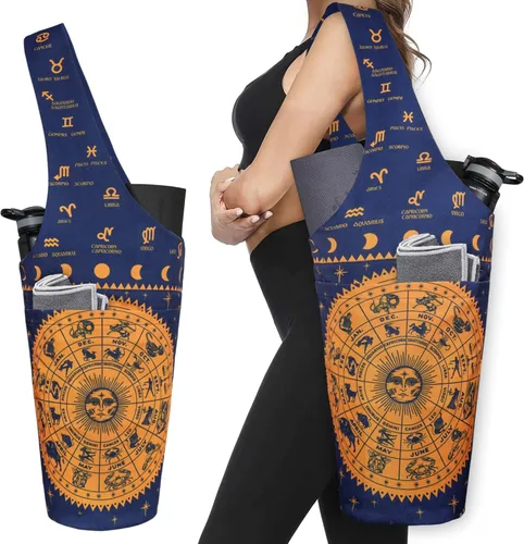 Miniatura 24 de Bolsa de esterilla de yoga impresa a la moda con bolsillo lateral grande y bolsillo con cremallera, bolsa larga de yoga que se adapta a la mayoría