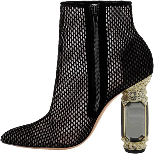 Miniatura 94 de FSJ Botas de tacón alto con punta puntiaguda para mujer, con tacón alto, con cremallera lateral brillante, estilo casual, para uso diario, zapatos