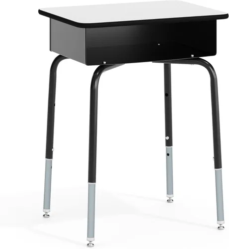 Miniatura 14 de Flash Furniture Billie - Escritorio para estudiantes – Escritorio escolar de granito gris – Marco de metal plateado – 24 pulgadas de ancho x 18