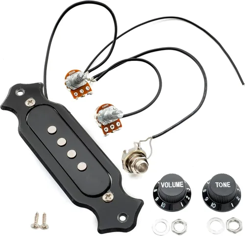 Musiclily Arnés de cableado pre-cableado negro de la recogida de la bobina del agujero de sonido sola para la guitarra de 4 cuerdas