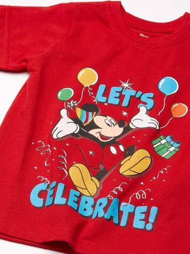 Miniatura 3 de Disney Mickey Mouse - Camiseta de cumpleaños para niños pequeños y bebés, color rojo, Rojo