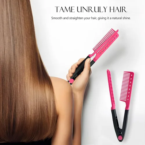 Miniatura 2 de Juego de alisado de cabello, paquete de 2 peines de hierro plano para hermosos tresses, alisador con agarre firme, ideal para cabello nudoso