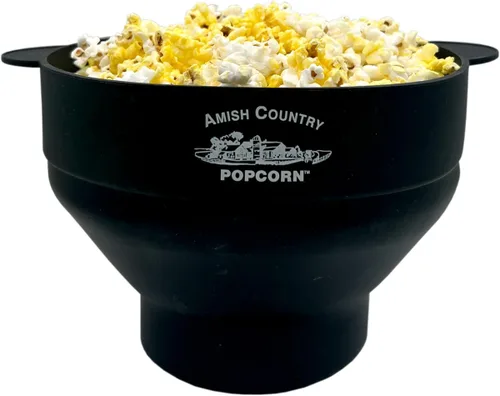 Amish Country Popcorn | Popper plegable de silicona para microondas con logotipo ACP personalizado | Tazón de palomitas de maíz sin BPA y PVC con