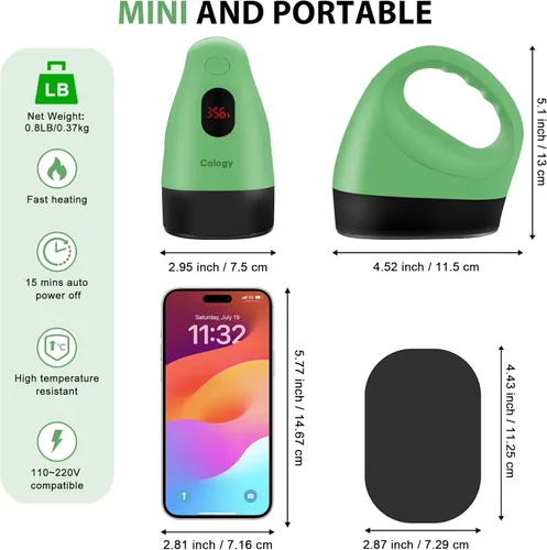 Miniatura 2 de Calogy Mini prensa de calor, máquina de transferencia de calor, control de temperatura constante, base de seguridad aislada, se adapta a Verde
