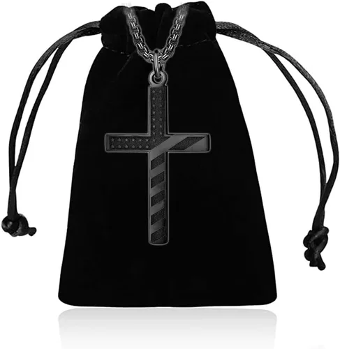 Miniatura 6 de ZRAY Collar con cruz de bandera estadounidense para hombre, joyería patriótica, cadena de acero inoxidable de 24 pulgadas, grabado, inspirador