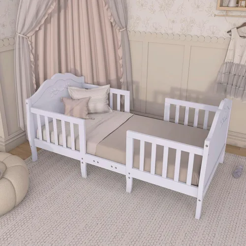 Miniatura 7 de Sweetpea Baby Rose - Cama convertible 3 en 1 para niños pequeños, color lavanda, certificado Greenguard Gold, certificado BSA, rieles de seguridad