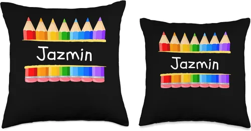 Miniatura 3 de School Teacher Student Name Jazmin Kindergarten Tag Kids Throw Pillow
