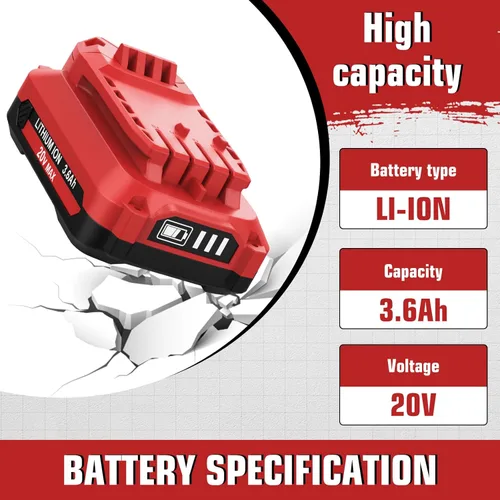Miniatura 2 de Paquete de 2 baterías de iones de litio de 20 V 3600 mAh de repuesto para Craftsman V20, compatible con Craftsman batería de 20 voltios, 3.6 Ah MAX