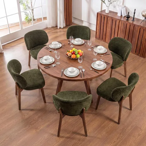 Miniatura 32 de YOUNIKE Silla de comedor con respaldo alto, silla única de cocina estilo moderno de mediados de siglo, silla acentuada sin brazos de tela bouclé