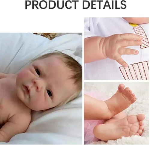 Miniatura 2 de EURORA Muñecas de Bebé Reborn, Bebé de Silicona de 18 Pulgadas, Muñecas de Bebé Niña Dulce con Ropa y Biberones, Regalo para Niños a partir de 3 Años