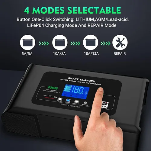 Miniatura 4 de 48v EZ-GO RXV TXT Cargador de batería para carrito de golf, cargador de batería inteligente AGM de plomo Lifepo4 de litio de 48V, cargador de goteo