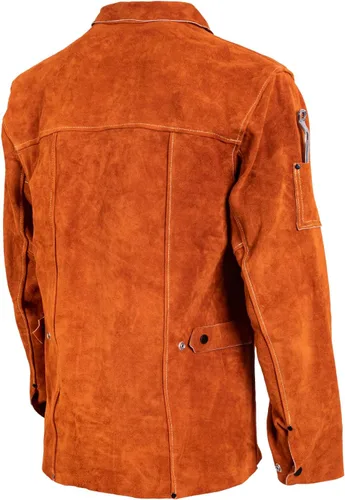 Miniatura 7 de QeeLink Chaqueta de Soldadura de Cuero - Chaquetas de Soldador de Trabajo Resistente a las Llamas y de Servicio Pesado - Chaqueta de Soldadura