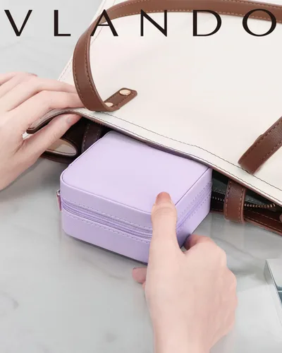 Miniatura 42 de Vlando Regalos de boda – Organizador de viaje de joyería pequeña de piel sintética, estuche de viaje para anillo, mini joyero para aretes, collar