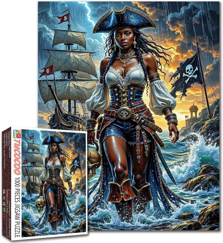 Miniatura 10 de Rompecabezas de 1000 piezas para adultos, rompecabezas de barco pirata para desafiantes juegos de actividades familiares, rompecabezas de arte