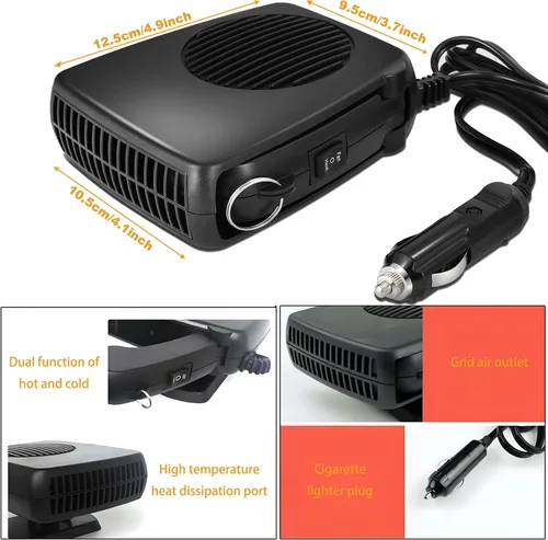 Miniatura 5 de Calentadores de automóvil para vehículo, descongelador de parabrisas portátil de 200 W, calentador de automóvil de 12 V que se conecta al encendedor