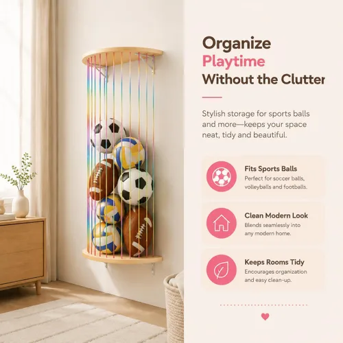 Miniatura 8 de Hamaca de almacenamiento de animales de peluche, diseño de medio círculo de madera, organizador de juguetes de felpa para decoración de habitación