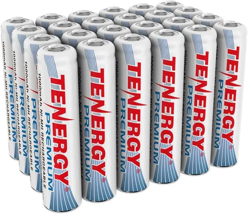 Tenergy Pilas AAA recargables de alta calidad, baterías NiMH AAA de alta capacidad de 1000 mAh, batería de celda AAA, paquete de 24