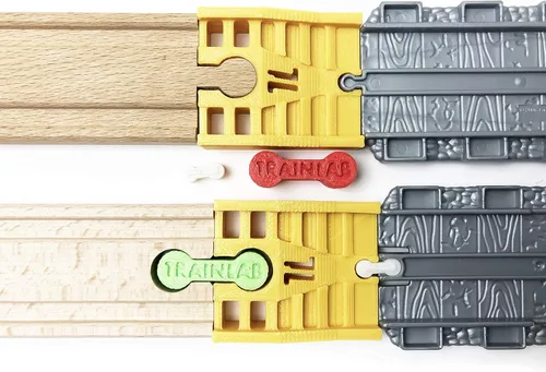 Miniatura 2 de TrainLab Adaptadores compatibles con Thomas Take-n-Play a adaptadores de vía de tren ferroviario de madera con huesos de perro (dorado)
