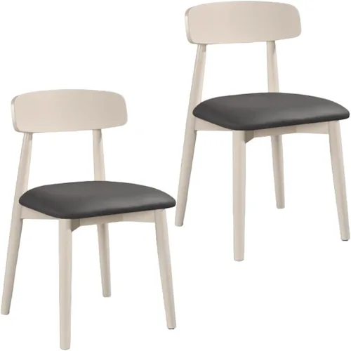 Miniatura 12 de YVYKFZD Solid Wood Dining Chairs, Armless Dining Room Chair Set, Leather Upholstered Kitchen Chairs, Comfy Side Chair with Curved Back, for
