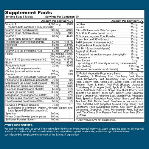Miniatura 6 de Dr. Tobias Multivitamínico para adultos para mujeres y hombres, vitaminas de apoyo inmunológico de 42 frutas, verduras, más probióticos