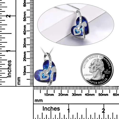 Miniatura 3 de POPLYKE - Collar de plata de ley con diseño de corazón con joyas de cristal para mujeres