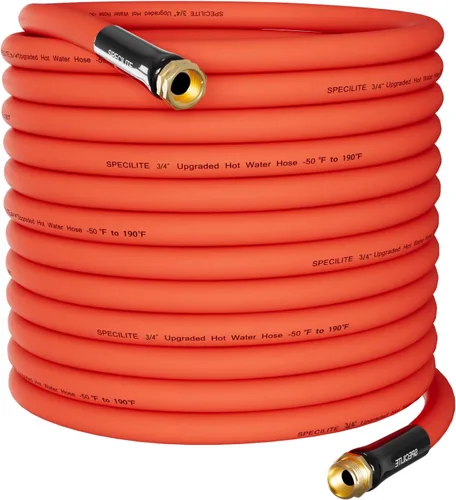 Miniatura 16 de SPECILITE Manguera de agua de jardín fría/caliente de 1 pulgada, 50 pies, -50 ℉ a 190 ℉, alto flujo de agua, flexible y ligera, tubo de goma