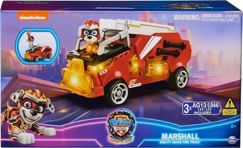 Miniatura 9 de Paw Patrol: The Mighty Movie, juguete de camión de bomberos con figura de acción Marshall Mighty Pups, luces y sonidos, juguetes para niños y niñas